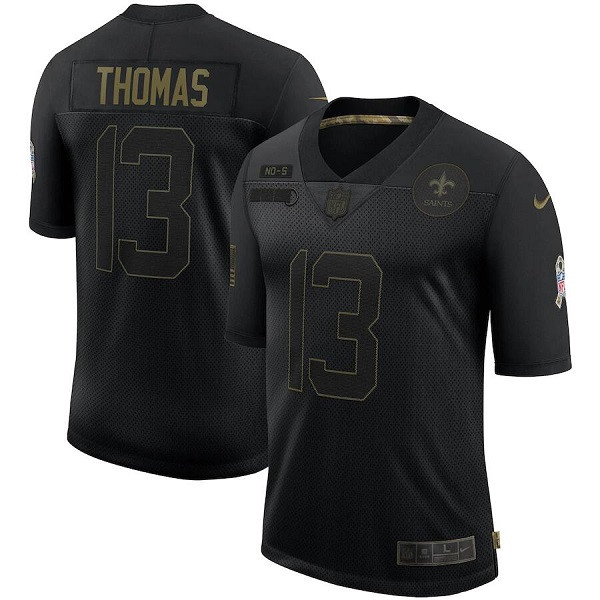 Men's New Orleans Saints #13 Michael Thomas 2020 Black Salute To Service Limited Stitched NFL Jersey - Click Image to Close